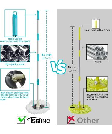 Floor Microfiber Wet Dry Mop  Tsmine Hardwood Floor Mop for Floor Cleaning  Commercial Household Clean Hardwood  Mop & Refills Set Include 2 Replacement Heads Refills and 61" Extended Mop Pole Handle - Buy Online on GoSupps.com
