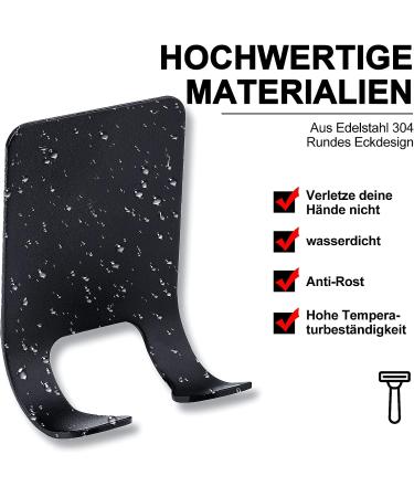CKJ 4-Piece Self-Adhesive Razor Holder Hooks - Waterproof Stainless Steel Multi-Purpose Hooks for Bathroom Kitchen & Home - Black - Buy Online on GoSupps.com