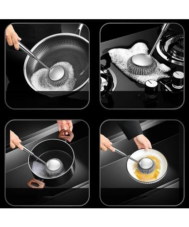Shakven Steel Wire Ball Brush | Dishwashing Pot Scrubber Brush - Suspension Storage Design Dishwashing Brush for Cleaning Stoves Bottles Sinks Cookware Pots - Buy Online on GoSupps.com