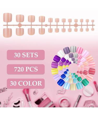 720 Glossy Short False Toenails Full Cover Solid Color Fake Toe Nails - Vivid Colors for DIY Manicure and Salon Use - Buy Online on GoSupps.com