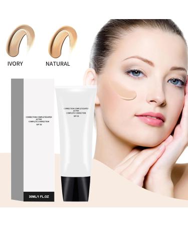 Skin tone adjustment CC cream SPF50 CC cream face sunscreen and foundation Concealer brightens skin tone moisturizer Self-adjusting CC cream for mature skin Natural+ivory - Buy Online on GoSupps.com