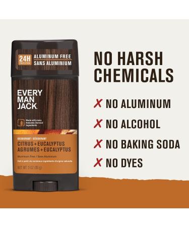 Every Man Jack Citrus + Eucalyptus Men s Deodorant - Stay Fresh with Aluminum Free Deodorant For all Skin Types - Odor Crushing Long Lasting with Naturally Derived Ingredients - 3oz (2 Pack) - Buy Online on GoSupps.com