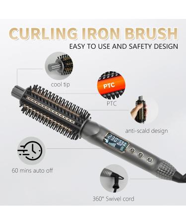 TANSHINE Curling Iron Brush 1.25 Inch Curling Thermal Brush Professional Anti-Scald Instant Heated Round Brush for Blowout Look Hair Curler Hot Brush Styler for Short Long Hair 1 1/4 Inch Curling Comb Grey - Buy Online on GoSupps.com