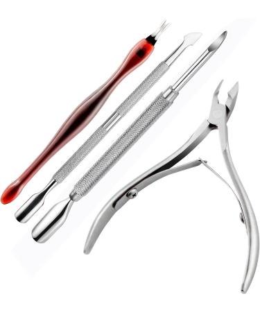 Bwetomk Cuticle Nipper Set Cuticle Cutter Trimmer and Cuticle Pusher Non-slip Handle Stainless Steel Nail Cuticle Scissors Clippers and Scraper Professional Manicure Pedicure Tool for Nail Art Spa - Buy Online on GoSupps.com