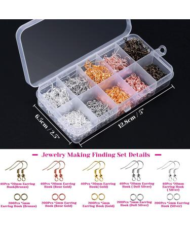 Earring Hooks Kit - 1400pcs with Ear Ring Hooks, Jump Rings, Earring Backs, Pliers - Jewelry Making Supplies - Buy Online on GoSupps.com