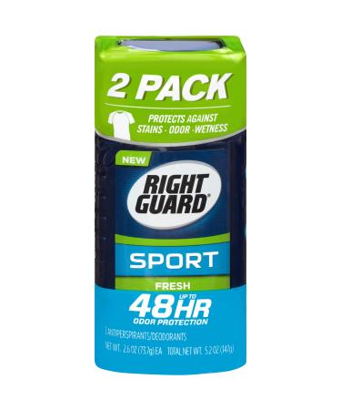 Right Guard Sport Deodorant Fresh Scent 2 Pack Invisible Solid 24 Hour Protection Sweat & Odor Blockers