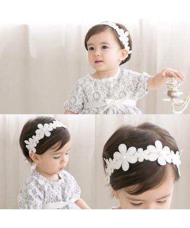 4 Pcs Baby Girl Headbands with Grosgrain Ribbon Faux Leather Stars - White - Buy Online on GoSupps.com