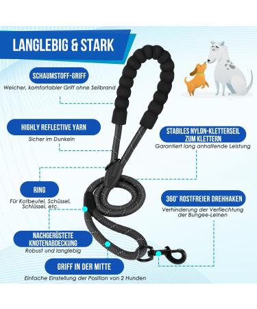 Buy Eyin Double Linen Dog Leash for Small & Medium Dogs - Flexible Reflective Tangle-Free with 3 Padded Handles - Ideal for 3 to 16 kg Dogs - International Shipping Available - Buy Online on GoSupps.com