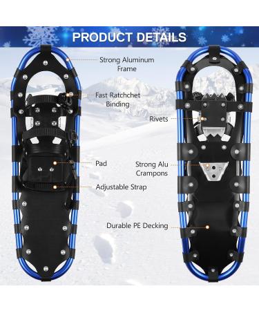 Lixada 23-Inch Lightweight Aluminum Alloy Snowshoes with Adjustable Bindings, Trekking Poles, and Carrying Bag - Blue - Buy Online on GoSupps.com