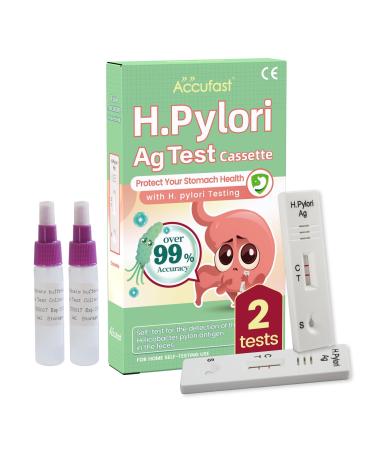 Accufast 2x Helicobacter pylori quick test for home - H.Pylori AG test cassette |Stool test set for at home-examine yourself for an active Helicobacter pylori infection - Buy Online on GoSupps.com