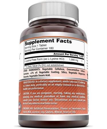 Amazing Formulas L-Lysine 1000mg Amino Acid Vitamin Tablets - 360 Count (2 Pack) - Cold Sores, Shingles, Immune & Respiratory Support - Buy Online on GoSupps.com