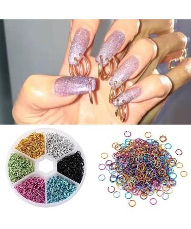 Nail Piercing Dangle Rings Mix Color Open Loops Jewelry DIY Nail Art Charms Glitter 3D Rhinestones Acrylic Decoration - Box of Metal Alloy Designs - Buy Online on GoSupps.com