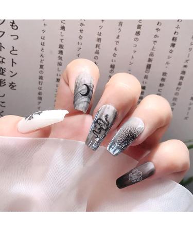 NICENEEDED 6 Sheets Black Punk Style Nail Art Stickers Snake Skull Gothic design Decals Nail Supplies Black Mixed Pattern Nail Art Decorations for DIY Acrylic Nails - Buy Online on GoSupps.com
