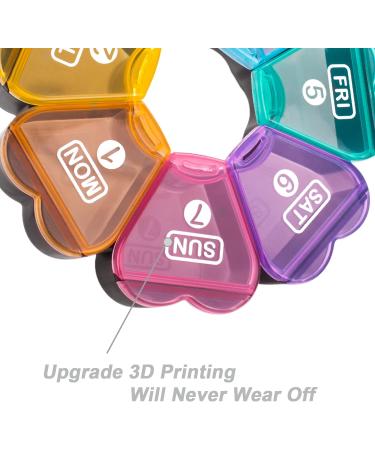 Large 7 Day Pill Organizer - Portable Weekly Medicine Case for Pills, Vitamins, Supplements - Rainbow - Buy Online on GoSupps.com