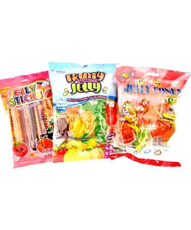 Fruity Jellies Fruit Jelly Straws & Jelly Cones. 3 Full Bags (40 pieces) of Tik Tok fun. Halal Vegetarians & Fat free. - Buy Online on GoSupps.com