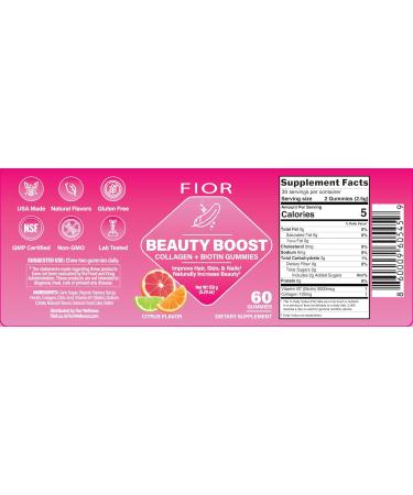 Fior Wellness Biotin and Collagen Supplements - Hair, Skin, and Nails Vitamins | Collagen & Biotin Gummies | 60 Count Pack - Buy Online on GoSupps.com