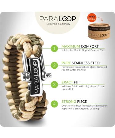 Buy Paraloop Paracord Bracelet with Stainless Steel Clasp | Emergency Survival Kit & Gift Box | Perfect for Men & Women - Buy Online on GoSupps.com