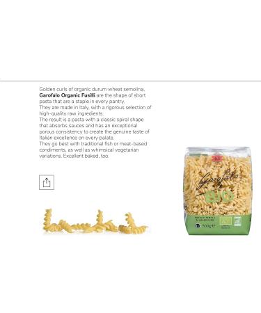 Garofalo Organic Fusilli Pasta 500g - Premium Quality Italian Pasta - Buy Online on GoSupps.com