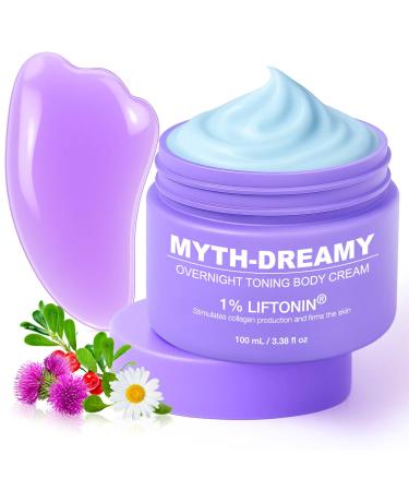 MYTH-Dreamy Overnight Toning Whip Firming Cellulite Cream Skin Firming and Tightening Lotion While You Sleep - Helps Tighten Loose Skin & Cellulite on Body Belly Booty Arms Thighs with Gua Sha Tool 3.4 Fl Oz (Pack of 1)