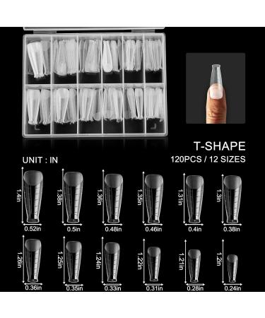 C12rtive Pack of 120 Dual Nail Shapes T-shaped Extension Poly Nail Gel Nail Shapes Full Coverage Reusable Nail Shapes 12 Sizes for Nail Art Design Salon and DIY Mould-4 - Buy Online on GoSupps.com