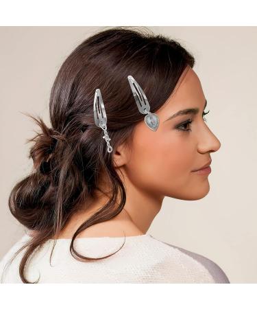 Silver Y2K Snap Clips: 5 Pairs Gothic Metal Vintage Charms Hair Accessories for Women - Buy Online on GoSupps.com
