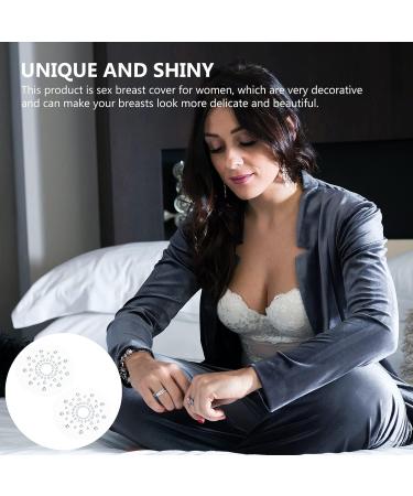 Glitter Rhinestone Nipple Covers Stickers - Reusable Sequins Pasties for Women - White - Buy Online on GoSupps.com