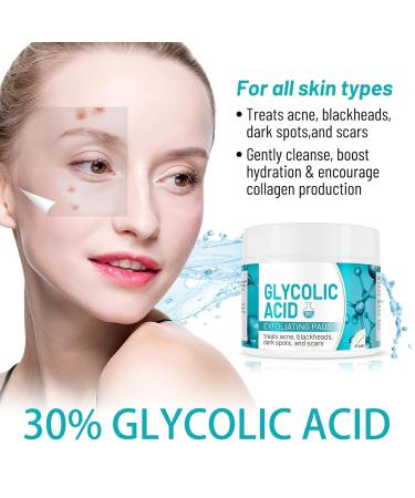 30% Glycolic Acid Pads Wipes for Skin Care Exfoliating Cleansing Face Pore Cleaner Minimizer Acne Treatment Chemical Peel Solution for Dark Spots Breakouts Scars Reduce Wrinkle Fine Lines 100 Pads Natural 50 Count (Pack  - Buy Online on GoSupps.com