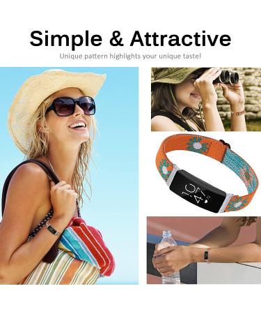 Miimall Soft Adjustable Nylon Fabric Band for Fitbit Inspire/Inspire 2/Inspire hr - Orange Daisy - Buy Online on GoSupps.com
