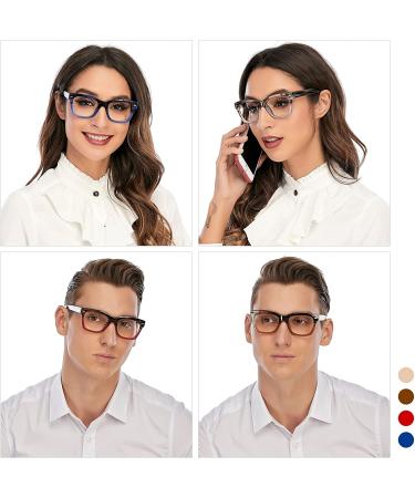4 Pairs Blue Light Blocking Computer Reading Glasses 1.75 Oversized Frame - Stylish Unisex Design - 4 Pack - Buy Online on GoSupps.com