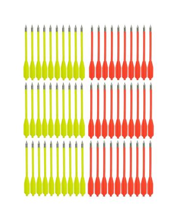 SPEED TRACK 60PCS 6.25 Inch 50-80LB Mini Archery Crossbow Bolts Set with Sharp Metal Tip, Reusable Durable Arrow Dart for Shooting Target Practice, Small Hunting Game, Outdoor Fishing Red and Yellow