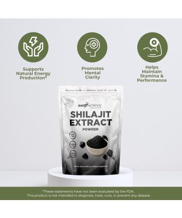 Gade Nutrition Shilajit Extract Powder Concentrated | 250g (8.8 oz), 500mg per Serving (Equivalent to 5,000 mg of shilajit Powder), 500 Servings| Rich in fulvic Acid and Minerals | USA Made - Buy Online on GoSupps.com