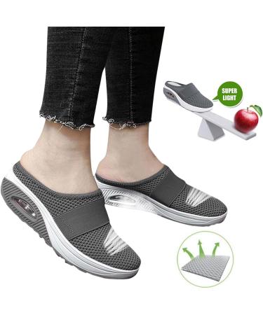 PGOJUNI Women's Diabetic Air-Cushion Platform Sneakers - Slip-On Orthopedic Walking Shoes (Dark Gray, Size 9) - Buy Online on GoSupps.com