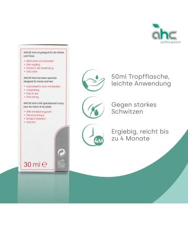  JV Cosmetics AHC FORTE Dropper Bottle 30ml - Antiperspirant Against Hand and Feet Sweating - Herbal Extract Antiperspirant Against Excessive Sweating - Buy Online on GoSupps.com