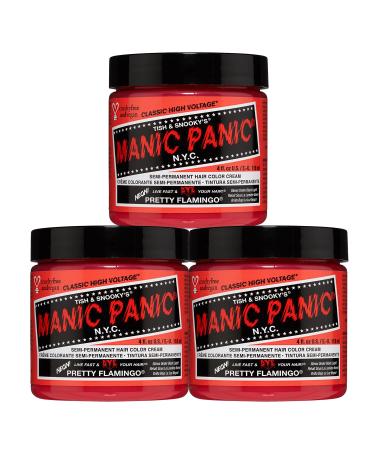 Manic Panic Pretty Flamingo Classic Creme Vegan Cruethy Free Pink Semi Permanent Hair Dye 3 x 118ml Pretty Flamingo 118 ml (3 Series)