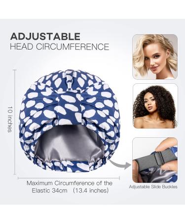 INNELO Luxury Waterproof Shower Cap for Women - Adjustable & Reusable Blue Satin-Lined Hair Cap for All Hair Styles - Buy Online on GoSupps.com