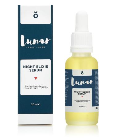 Night Elixir Serum by Lunar Glow. An Anti Ageing Facial Oil Tocopherol Oil Hyperpigmentation Night Repair Serum for your Face and Skin 30ml.