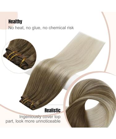 FSHINE Clip-in Extensions | Real Hair 60cm 120g | Ombre Blonde & Brown | Thick Remy 7PC Set - Buy Online on GoSupps.com