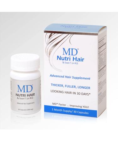 MD Nutri Hair Growth Supplement with Biotin (30 Capsules) | Prevents Hair Loss Minimizes Hair Shedding Thinning Breakage & Promotes Longer Thicker Hair|Skin-Safe & Natural Formulation