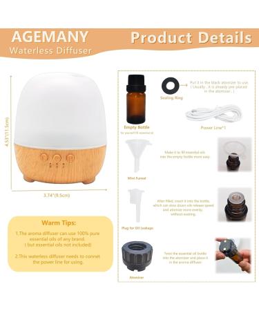 Waterless Essential Oil Diffuser - Aromatherapy 3-Speed Smart Mist Diffuser with Colorful Lights | Refillable Aroma Oils for Home Bedroom & Bathroom Fragrance - Buy Online on GoSupps.com
