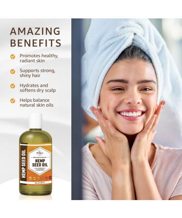 Organic Hemp Seed Oil (16 oz) Premium Cold Pressed Unrefined | 100% Pure Hemp Seed Oil for Skin Face Hair Soap Making Massage | Carrier for Essential Oils | Available in Bulk | 16 FL OZ - Buy Online on GoSupps.com