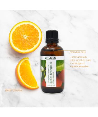 Humco Sweet Orange Essential Oil 2 Oz - 100% Pure Natural Oil for Skin Care Household Cleaning and Uplifting Baths | International Shipping Available - Buy Online on GoSupps.com