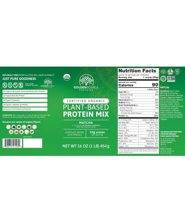 Buy GoldenSource Matcha Plant-Based Protein Powder | 16g Protein 22 Vitamins & Minerals | Vegan Protein Mix - Buy Online on GoSupps.com