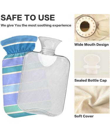 NAANLE Hot Water Bottle with Cover - 2L Large Blue Striped Heat & Cold Therapy Bag for Pain Relief Hand & Foot Warmer - Buy Online on GoSupps.com