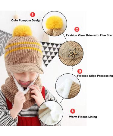 Uniyoung Baby Winter Hat Scarf with Ear Flaps | Toddler Girls Boys Hood Balaclava | Fleece Lining Knit Beanie with Pompom | Ski Snow Cap | Pink, 1-5 Years - Buy Online on GoSupps.com