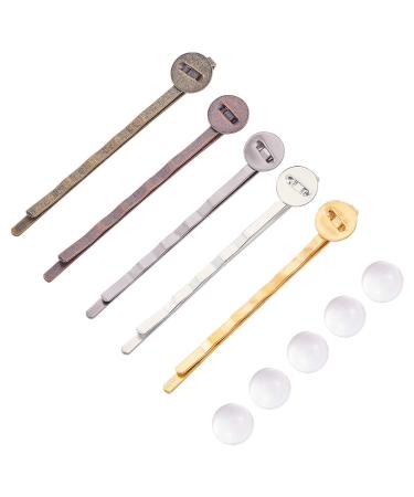 Pandahall 50 sets 5 colors hair bobby pins 50 pieces of hair clips tablet hair needles setting empty bobby hair needles base and 50 pieces glass cabochons for camo diy hair clip hairpins results - Buy Online on GoSupps.com