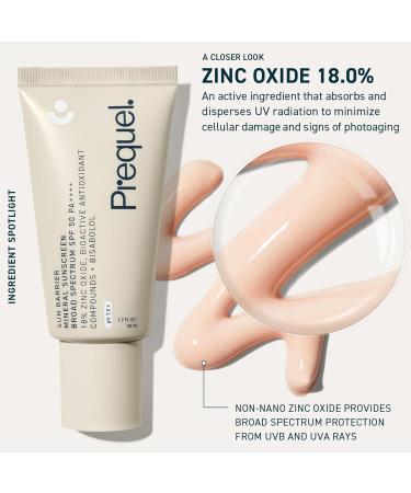Prequel Skin Sun Barrier Mineral SPF 50 - Lightweight Zinc Oxide Sunscreen - 1.7 Fl Oz - Optimal Sun Protection - Buy Online on GoSupps.com