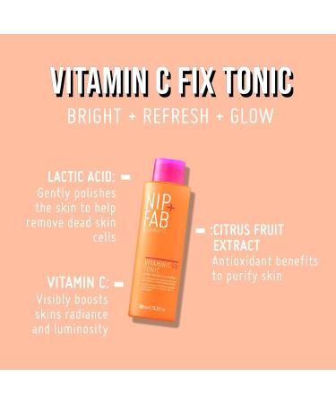 Nip + Fab Vitamin C Fix Tonic Extreme for Face with Panthenol and Lactic Acid Antioxidant Toner for Skin Brightening and Toning 100ml - Buy Online on GoSupps.com