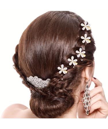10 Pcs Mini Pearl Flower Hair Clips - Alligator Hair Pins Barrettes for Girls & Women - Buy Online on GoSupps.com