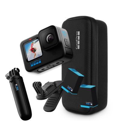 GoPro HERO10 Black Accessory Bundle - Includes HERO10 Camera, Shorty (Mini Extension Pole + Grip), Magnetic Swivel Clip, Rechargeable Batteries (2 Total), and Camera Case HERO10 + Accessory Bundle