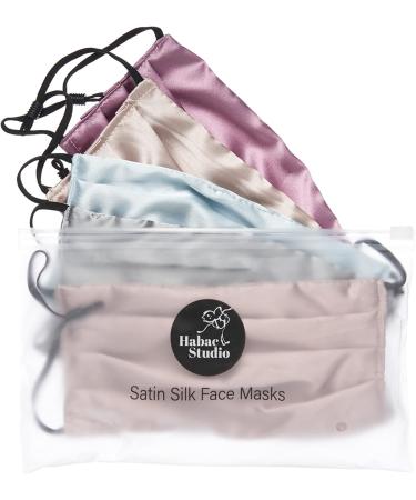 HABAC STUDIO Pack of 5 Satin Silk Face Masks Reusable Cover Bandana Balaclavas Face Masks Washable UK Black Face Mask with Nose Wire Pleated Face Mask for Women Men Adjustable. Pastels - Buy Online on GoSupps.com